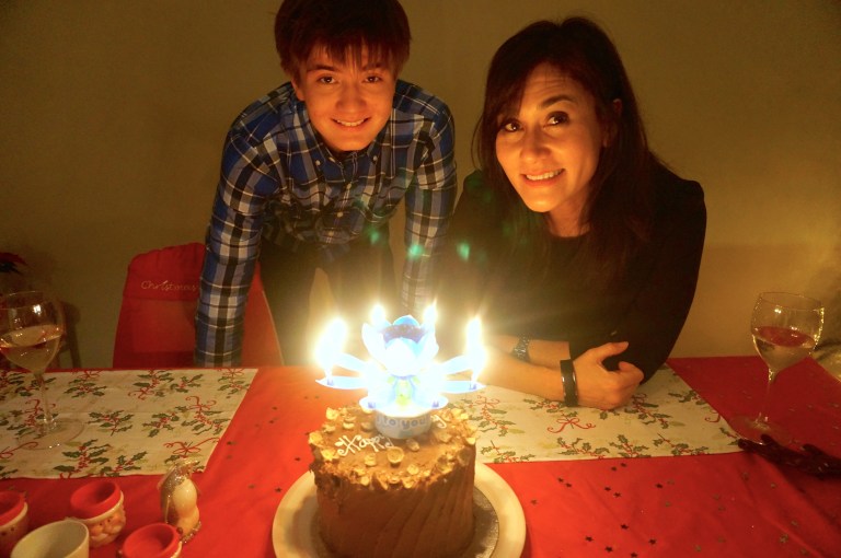 Kyle and Mum with their cake