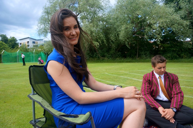 Sitting outside in the sunshine for a picnic